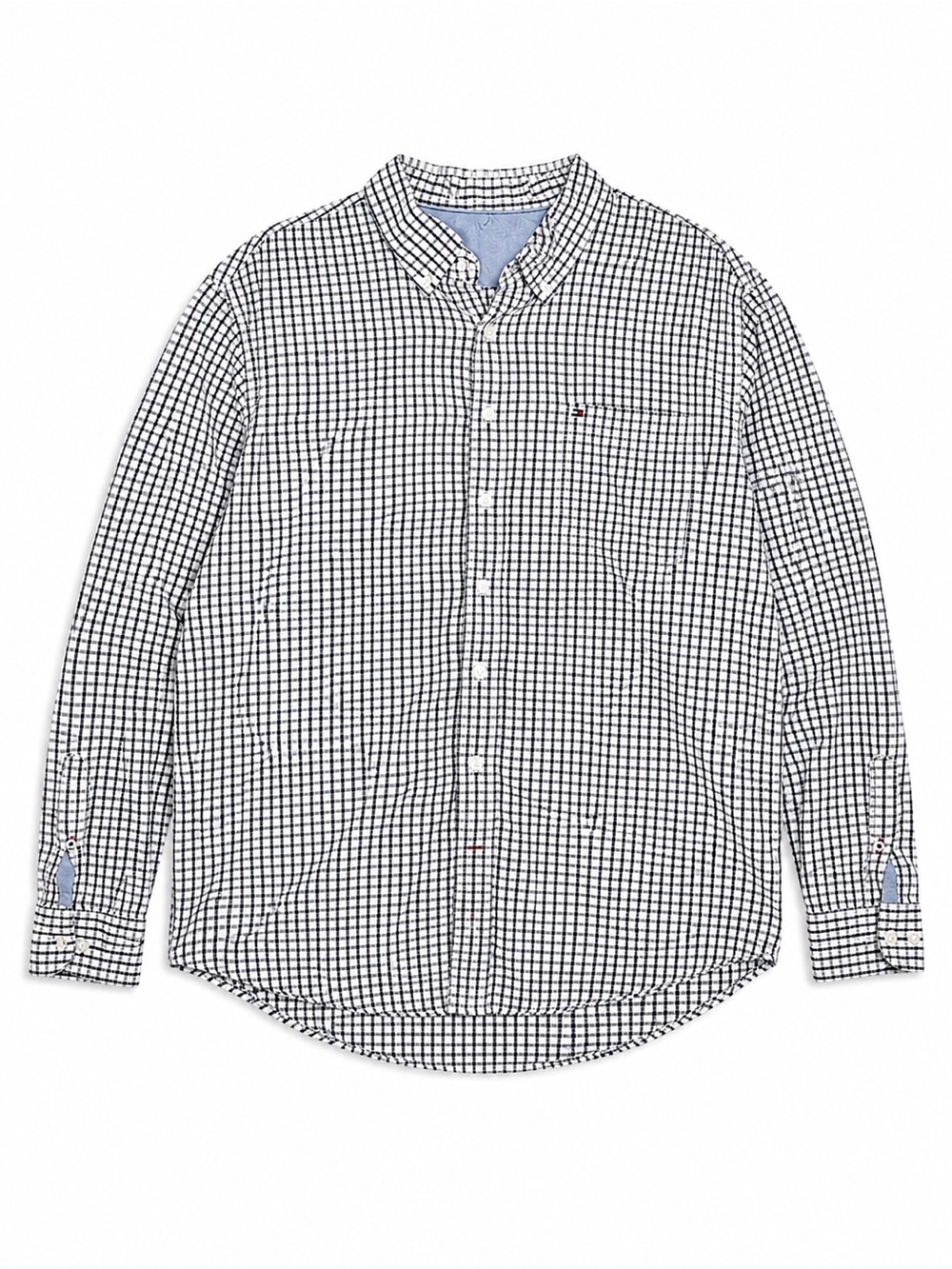Tommy Hilfiger Mens XXL Check Button Down Shirt Long Sleeve Cotton Casual‎